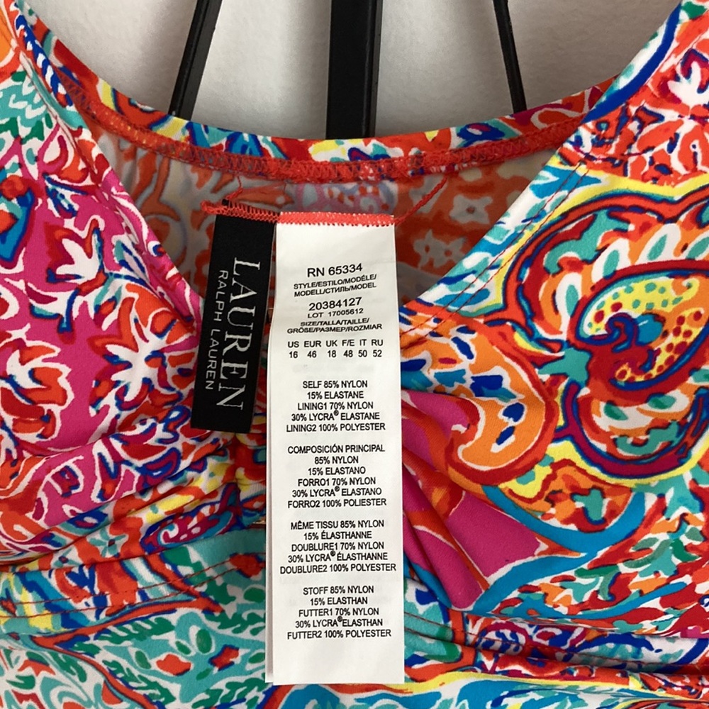 BRAND NEW LAUREN RALPH LAUREN TANKINI size 16 SO COLORFUL! - Picture 5 of 6